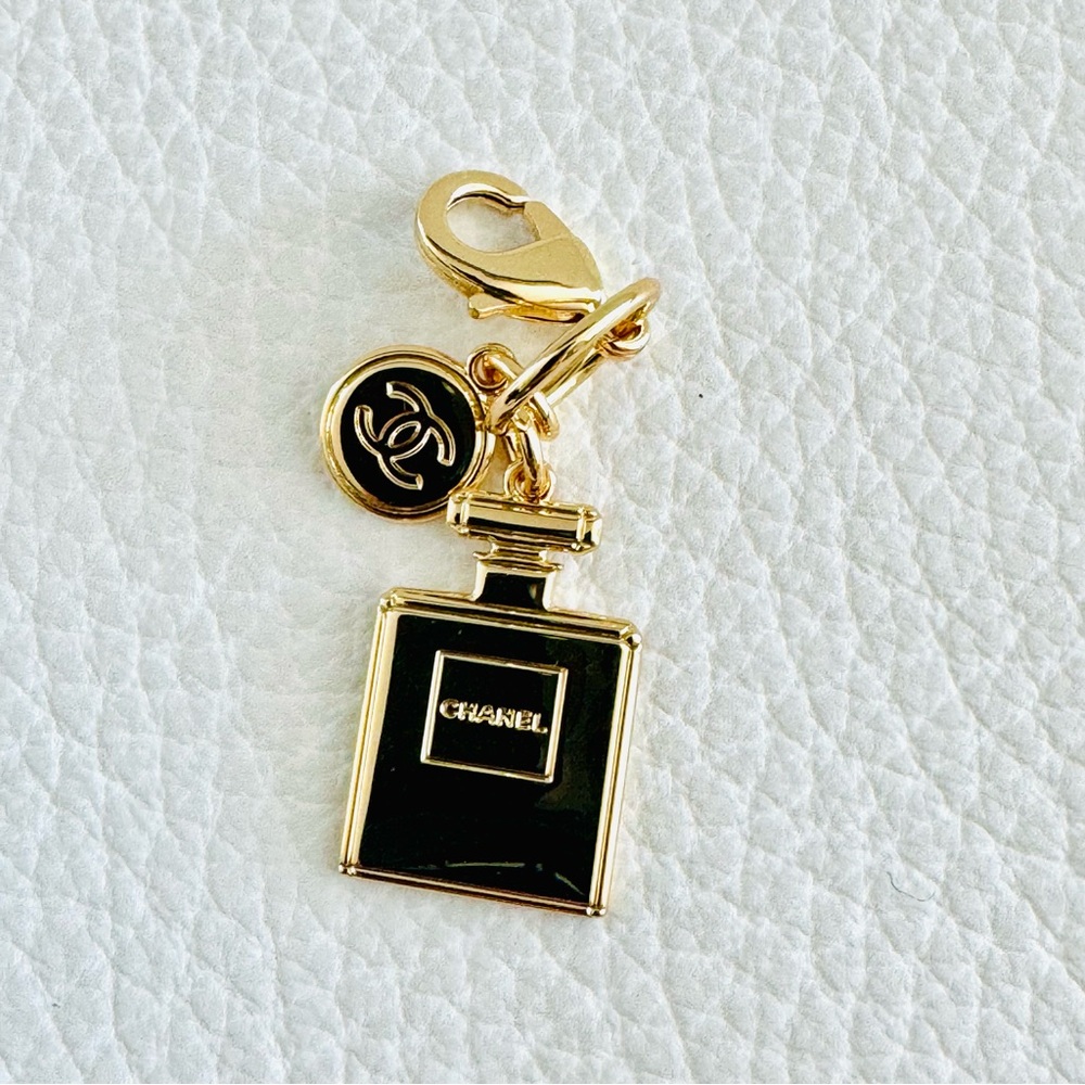 Chanel holiday charm with Botttle and CC and clasp / keychain